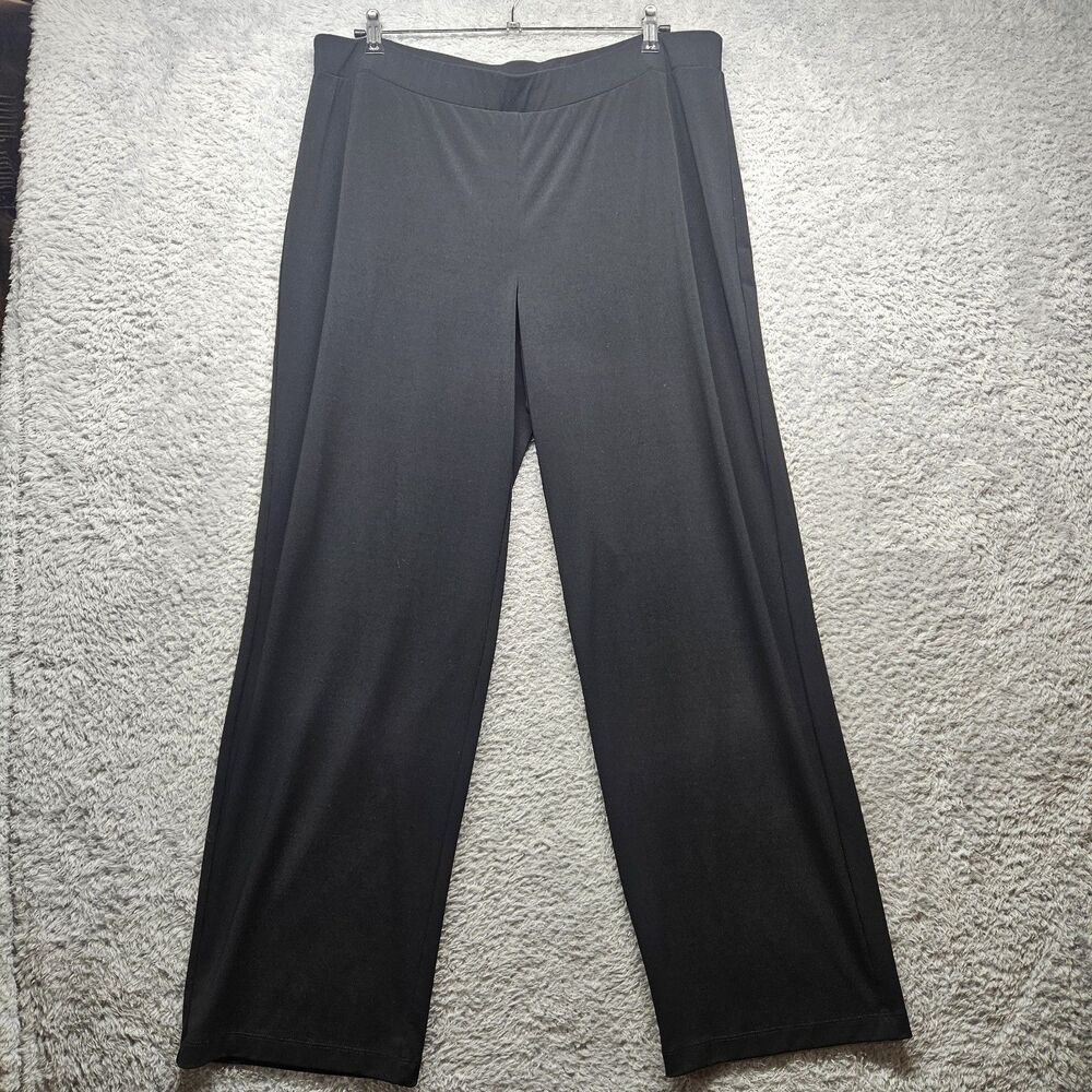 Chico's Black Wide Leg Pull On Pants Womens Size 3 XL Stretch Comfort Career